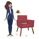 Ver imagem 4 de Poltrona Decorativa Camila Couro Vermelho Pés Madeira Ms Decor