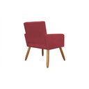 Ver imagem 2 de Poltrona Decorativa Camila Couro Vermelho Pés Madeira Ms Decor