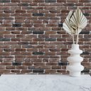 Ver imagem 1 de Papel de Parede Adesivo Tijolo Marrom Escuro e Preto 12m