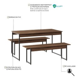 Mesa De Jantar Com 2 Bancos Estilo Industrial - 5