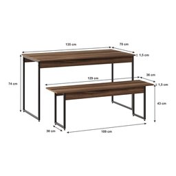 Mesa De Jantar Com 2 Bancos Estilo Industrial - 4