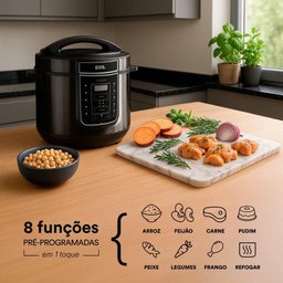 Panela de Pressão Elétrica 3 Litros Eos Multicooker Digital Inox Preto Epp30dp 220v - 7