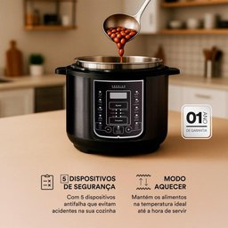 Panela de Pressão Elétrica 3 Litros Eos Multicooker Digital Inox Preto Epp30dp 220v - 5