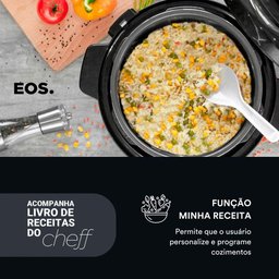 Panela de Pressão Elétrica 3 Litros Eos Multicooker Digital Inox Preto Epp30dp 220v - 8