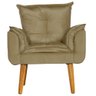 Kit 2 Poltronas para Sala Decorativa e Puff Opala Suede Marrom Claro Maben - 3