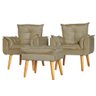 Kit 2 Poltronas para Sala Decorativa e Puff Opala Suede Marrom Claro Maben - 1