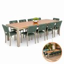 Ver imagem 1 de Conjunto para Jantar Majestic 10 Cadeiras e Mesa Estrutura em Alumínio Corda Náutica Verde Nossa