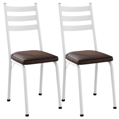 Kit 2 Cadeiras Tubular Europa 118 Branco Assento Madeira Imbuia Artef