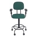 Ver imagem 2 de Cadeira Caixa Alta com Rodizios Bracos de Regulagem de Altura Atendimento Recepção Balcão Verde Popm