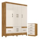 Ver imagem 1 de Guarda Roupa Casal Ms912 e Cômoda Ms913 Freijó Off White – Moval