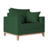 Kit 2 Poltronas Beny Decorativa com 2 Almofadas Suede Verde Base em Madeira Maciça - 4