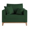 Kit 2 Poltronas Beny Decorativa com 2 Almofadas Suede Verde Base em Madeira Maciça - 3