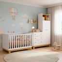 Ver imagem 1 de Quarto Bebe Infantil Q Encanto Berço Vira Cama e Guarda Roupas com Cômoda Qmovi