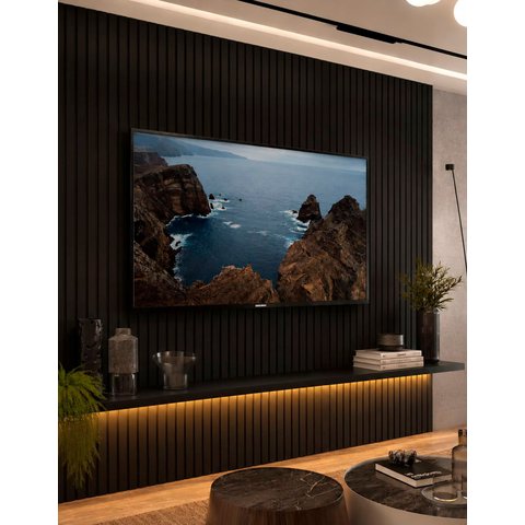 Painel para TV até 85 Ripado com LED Serena 230 cm Sala Cor:Grafite