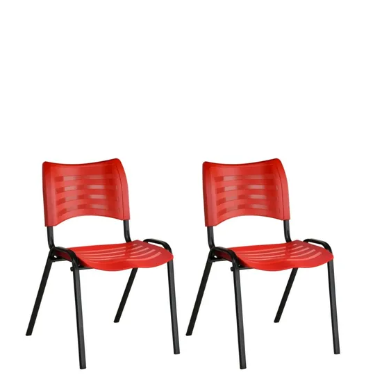 Kit 2 Cadeiras Plásticas 04 Pés Vermelho - 2013 - 1