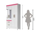 Ver imagem 4 de Kit Guarda Roupa Solteiro com Espelho Madri e Cômoda Ms Branco