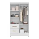 Ver imagem 2 de Kit Guarda Roupa Solteiro com Espelho Madri e Cômoda Ms Branco