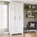 Ver imagem 1 de Guarda-Roupa Solteiro 3 Portas 2 Gavetas Alvorada Henn Branco/Rosa Chá