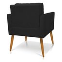 Ver imagem 5 de Kit 2 Poltronas Aline Suede Preto Pés Palito Castanho - D’Rossi