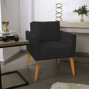 Ver imagem 2 de Kit 2 Poltronas Aline Suede Preto Pés Palito Castanho - D’Rossi
