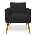 Ver imagem 3 de Kit 2 Poltronas Aline Suede Preto Pés Palito Castanho - D’Rossi