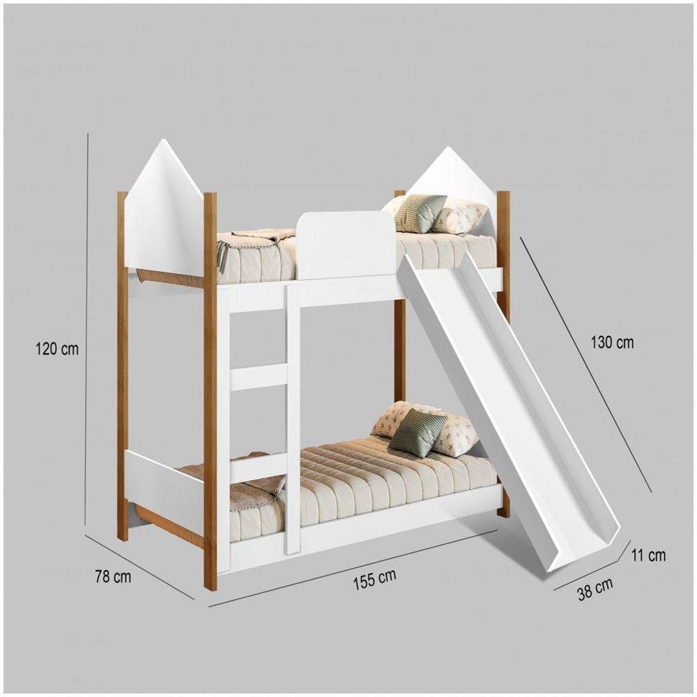 Beliche Infantil Com Escorregador Pés De Madeira Branco/mel ...