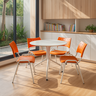 Jogo Mesa Redonda para Restaurante Comércio com 4 Cadeiras Iso Laranja Base Branca - 1