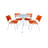 Jogo Mesa Redonda para Restaurante Comércio com 4 Cadeiras Iso Laranja Base Branca - 8