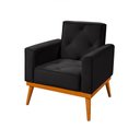 Ver imagem 3 de Kit Sofá Bari Retrátil Reclinável 1,90m Pillow + Poltrona Florença Espuma Premium - Preto Veludo
