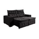 Ver imagem 2 de Kit Sofá Bari Retrátil Reclinável 1,90m Pillow + Poltrona Florença Espuma Premium - Preto Veludo