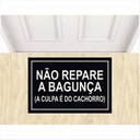 Ver imagem 2 de Tapete Capacho Divertido Não Repare na Bagunça Preto e Prata