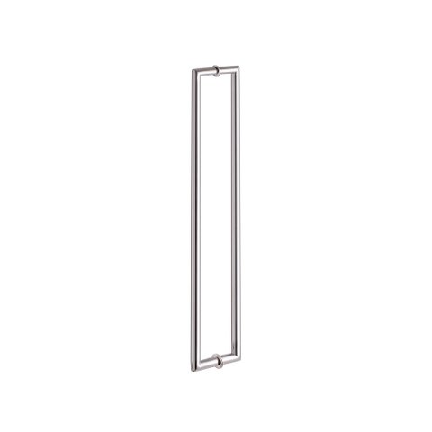 Puxador Duplo para Vidro e Madeira 60cm em Aço Inox Polido Brilhante Stainless
