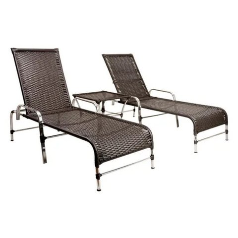 4 Cadeiras e Mesa com Tampo e 2 Espreguiçadeiras Regulável Trama Original