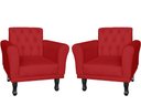 Ver imagem 1 de Kit 2 Poltronas Decorativa Classic Suede Vermelho Pés Madeira Mz Decor