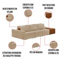 Ver imagem 3 de Sofá Ilha 3 Lugares Living 312cm Modulado para Sala Lary Veludo Bege K01 - D'Rossi