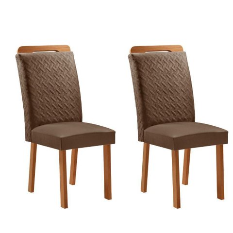 Conjunto 2 Cadeiras Aline Estrutura em MDF Veludo Café Moderna 56cm 2 Unidades
