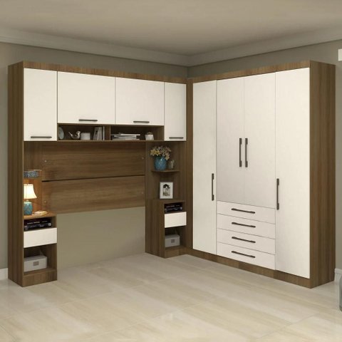 Guarda Roupa Casal Modulado Cp05 Delphi Avelã/branco L01 - Mpozenato