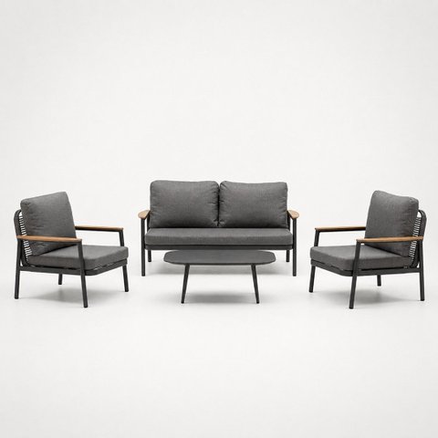 Conjunto Sofa Area Externa Corda Nautica Aluminio Luma Grafi