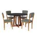 Ver imagem 1 de Mesa de Jantar Redonda Montreal Pret/nor com 4 Cadeiras Estofadas Ella Cinza