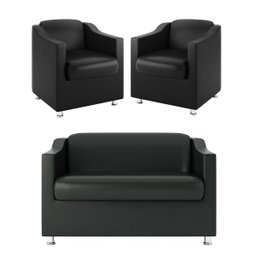 Kit 02 Poltrona Decorativa+ Sofá Namoradeira – Balaqui Decor Cor:Preto - 1