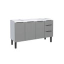 Ver imagem 1 de Gabinete de Cozinha 144 cm Armário Aço 3 Portas e 3 Gavetas:Cinza