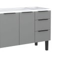 Ver imagem 5 de Gabinete de Cozinha 144 cm Armário Aço 3 Portas e 3 Gavetas:Cinza