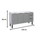 Ver imagem 6 de Gabinete de Cozinha 144 cm Armário Aço 3 Portas e 3 Gavetas:Cinza
