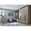 Ver imagem 3 de Guarda Roupa Solteiro 4 Portas 2 Gavetas - Dinamarca-Cinamomo/Off White - Tcil Móveis