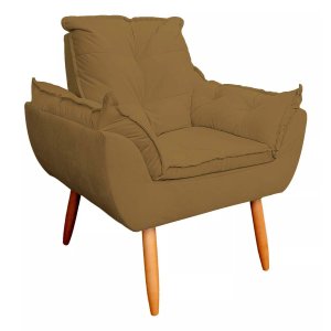 Poltrona Sofá Decorativa Pés Palito Luxo Reforçada Click:capuccino
