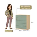 Ver imagem 3 de Cômoda para Quarto com 5 Gavetas Compacta 86,8CMX45CMX91,5cm Marrom/Amêndoa Imperial/Verde