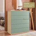 Ver imagem 7 de Cômoda para Quarto com 5 Gavetas Compacta 86,8CMX45CMX91,5cm Marrom/Amêndoa Imperial/Verde