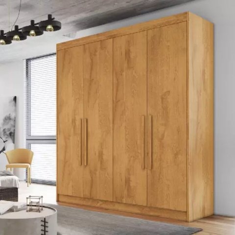 Guarda Roupa Solteiro 4 Portas Mdf 1.70m Nantes Peróba