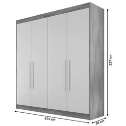 Guarda Roupa Solteiro 4 Portas Mdf 1.70m Nantes Peróba - 5