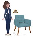 Ver imagem 4 de Poltrona Decorativa Camila Suede Azul Tifany Pés Madeira Mz Decor